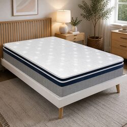 Queen Spring Mattress Pillow Top 32CM Pocket Coil Sleep Support Bed Comfort