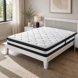 Double Pocket Spring Mattress 5 Zone 25cm Medium Firm Cool Gel Ice Silk Bed