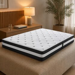 Queen Cooling Mattress 5 Zone Pocket Spring 25cm Medium Firm Support Ice Silk