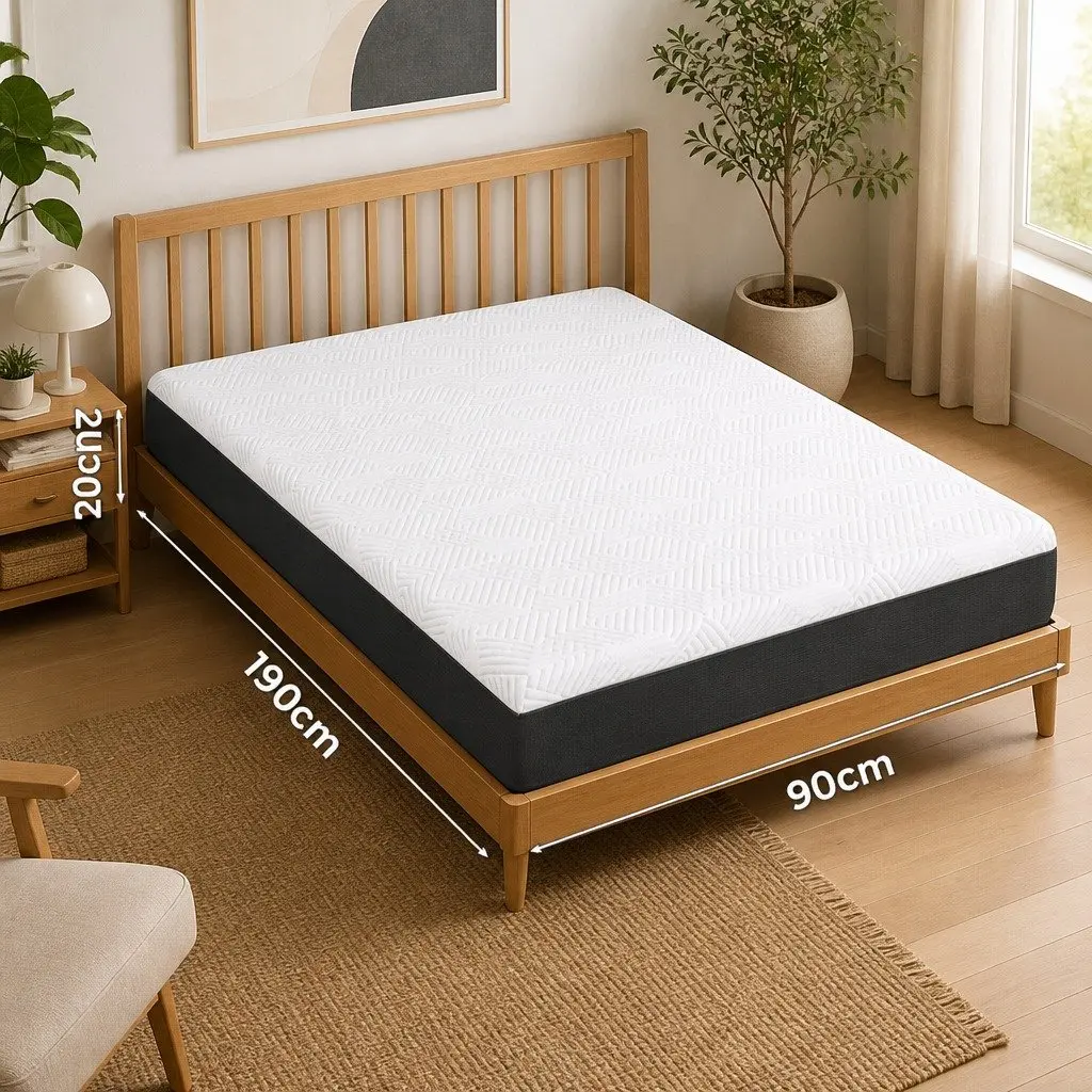 Gel Memory Foam Mattress Pad Cooling Hypoallergenic 20cm White
