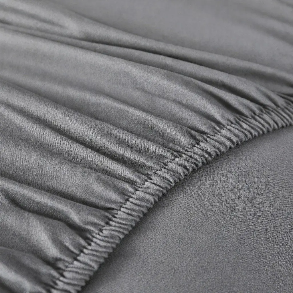 Mattress Topper King Bamboo Charcoal Fibre Polyester Fitted Elastic Bedding
