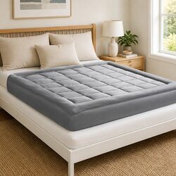 Mattress Topper Bamboo Charcoal Fibre King Single Fitted Elastic Edge Sleep