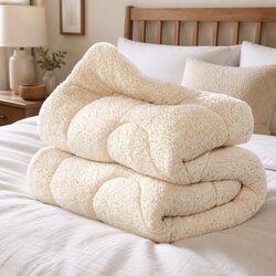 Wool Mattress Topper Reversible Double Bed Underlay Fully Fitted Elastic Skirt