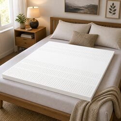 Natural Latex Mattress Topper Queen Bed 5cm Thick 7-Zone Support Breathable