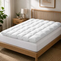 Mattress Topper Double Bed 4-5cm Thick Pillow Top Fitted Elastic Skirt Soft