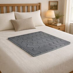 Queen Mattress Topper Pillowtop Bed Protector Padded Breathable Charcoal Grey