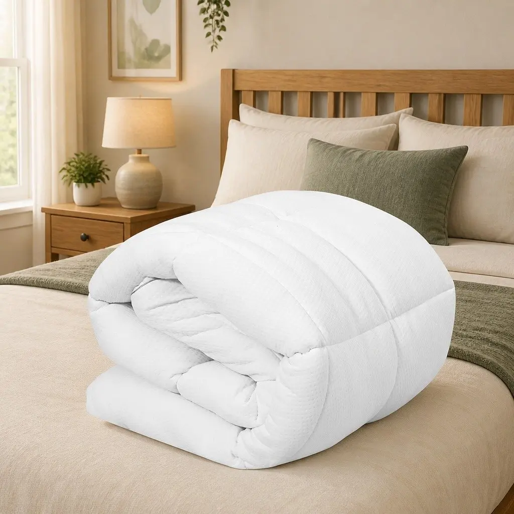 Mattress Topper Pillowtop 5cm Thick Breathable Microfibre Queen White
