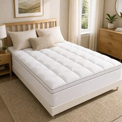 Pillowtop Mattress Topper 5cm Thick Padded Bed Topper Queen Comfort Layer