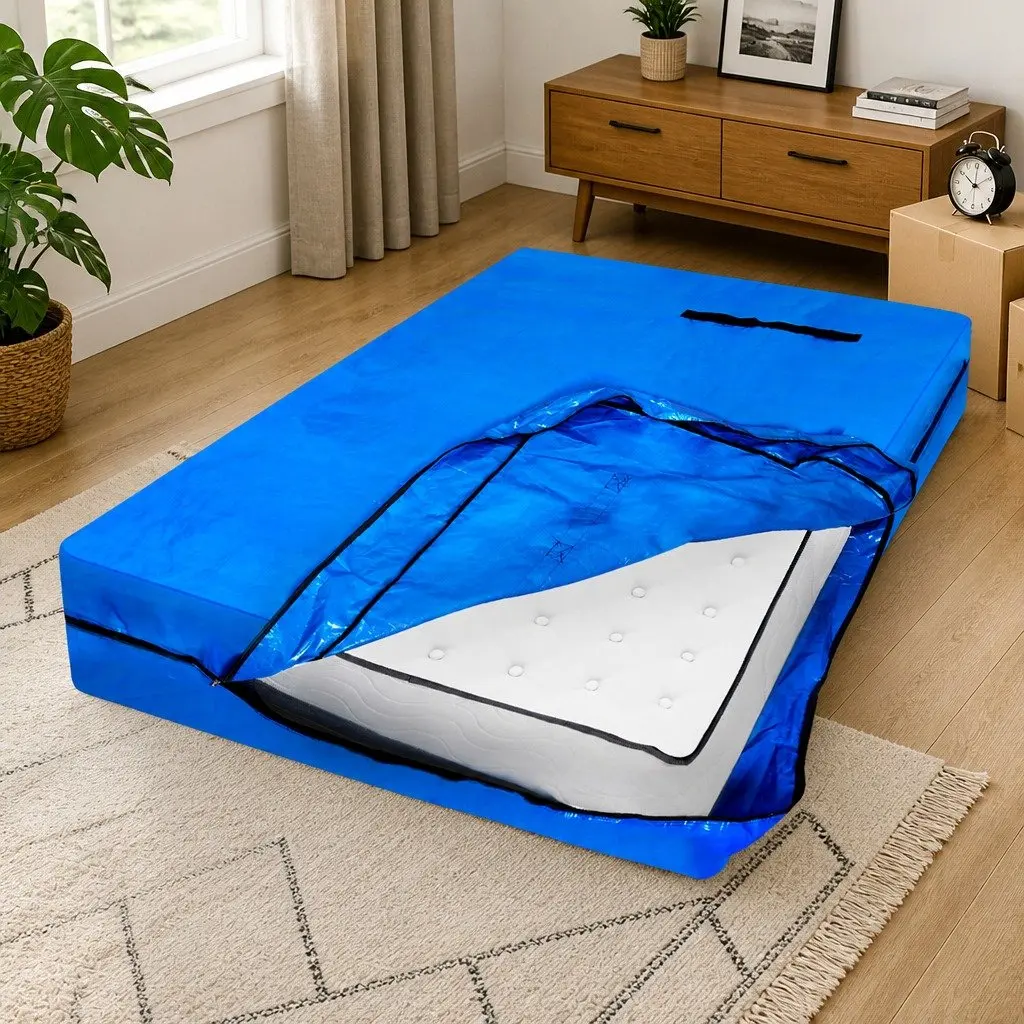 Mattress Storage Bag Protector Heavy-Duty PE Tarp Single Blue