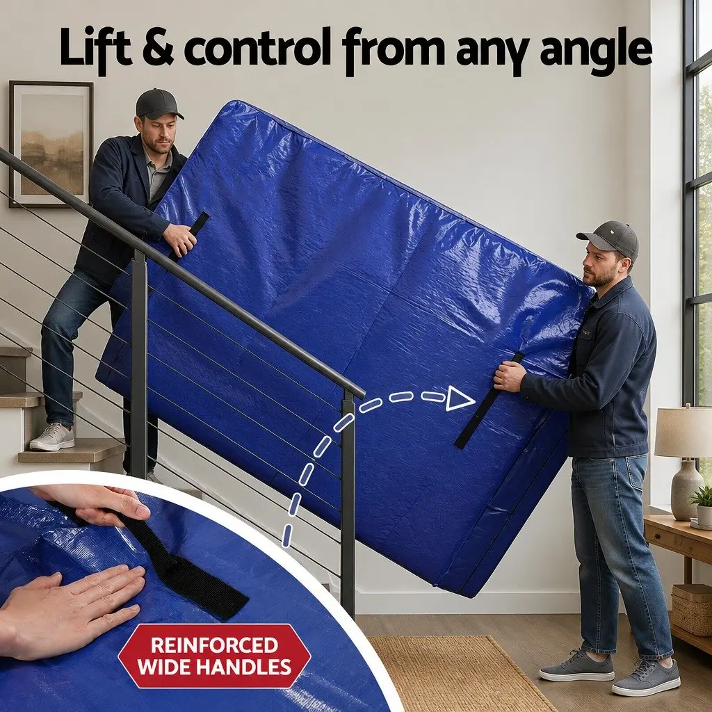 Mattress Bag Heavy-Duty Waterproof Storage Protector Double Size Blue