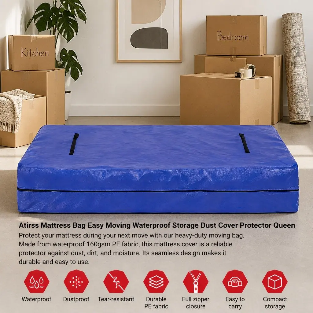 Mattress Bag Waterproof Dust Cover Protector Queen Size Blue