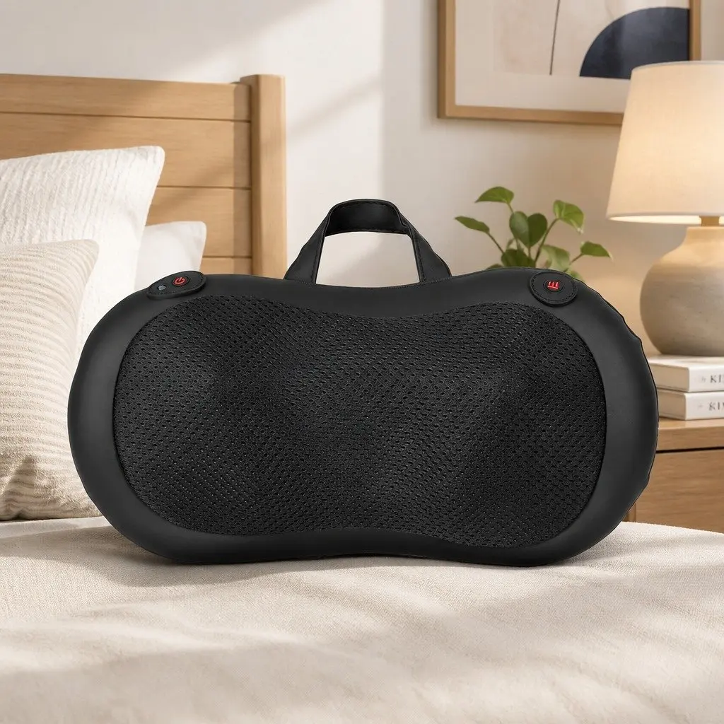 Neck Massager with Heat Kneading Function Portable Electric Shiatsu Muscle Relaxation Black