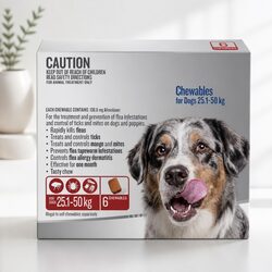 Oral Flea and Tick Chewable Tablets for XLarge Dogs 25.1-50kg Pet Protection 6pk