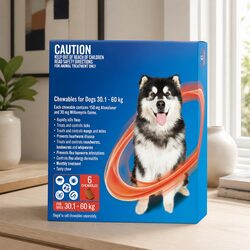 Chews for Very Large Dogs 30.1-60kg Flea Tick Worm 6 Pack