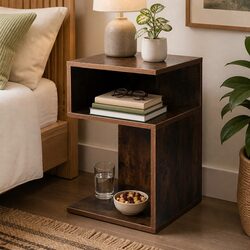 Bedside Table with Drawers Side Table Oak Industrial Style Storage Nightstand