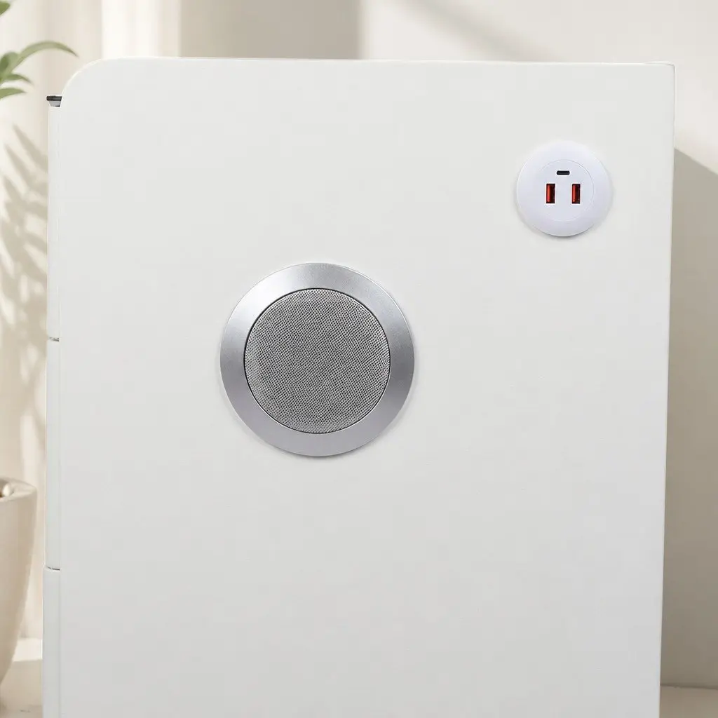 Bedside Table with LED Lights Wireless Charging Bluetooth Speaker White 50cm x 40cm x 60cm