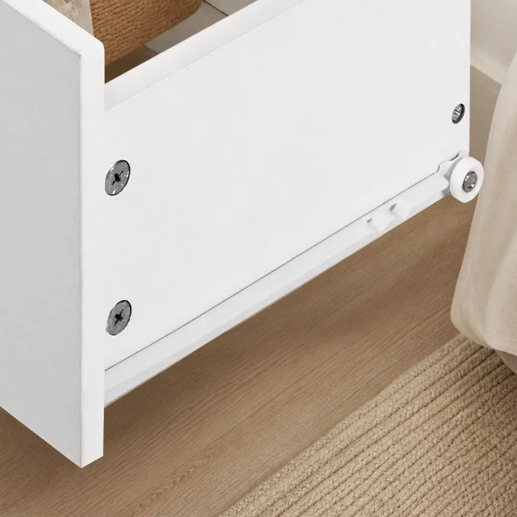 Slim Bedside Table Nightstand Storage Cabinet Two Shelves Drawer Bedroom
