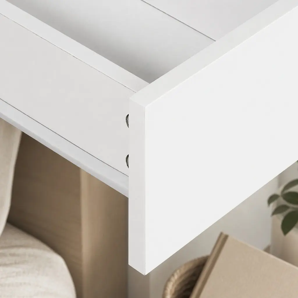 Slim Bedside Table Nightstand Bedroom Storage Cabinet with Drawer Open Shelf