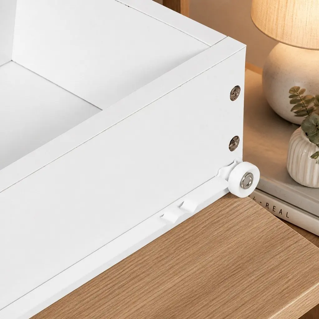 Slim Bedside Table Nightstand Bedroom Storage Cabinet with Drawer Open Shelf