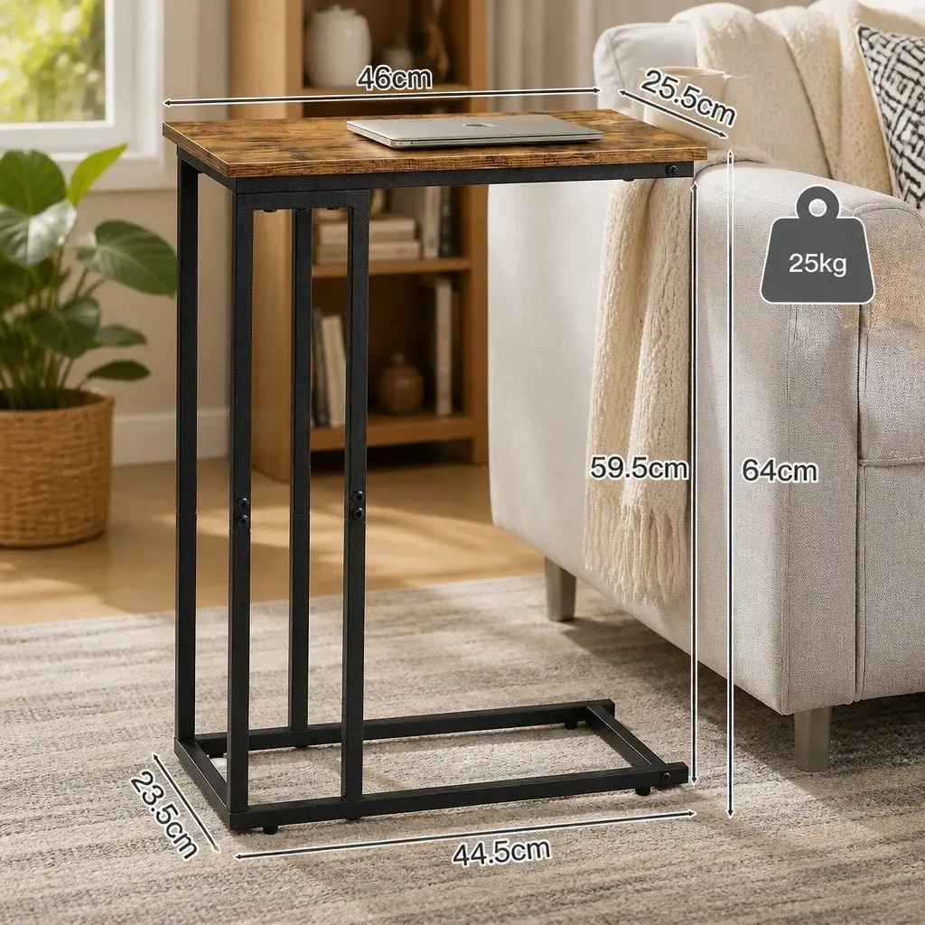 C Shaped Side Table Waterproof Couch Coffee Laptop End Table Metal Frame Compact