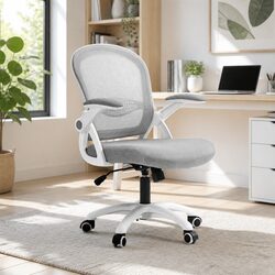 Mesh Office Chair Mid Back Grey Adjustable Height Gas Lift 360 Swivel Tilt
