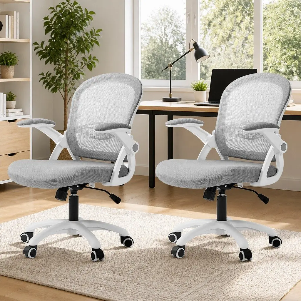 Office Chair Mesh Computer Gaming Desk Work Study Mid Back Adjustable Grey White