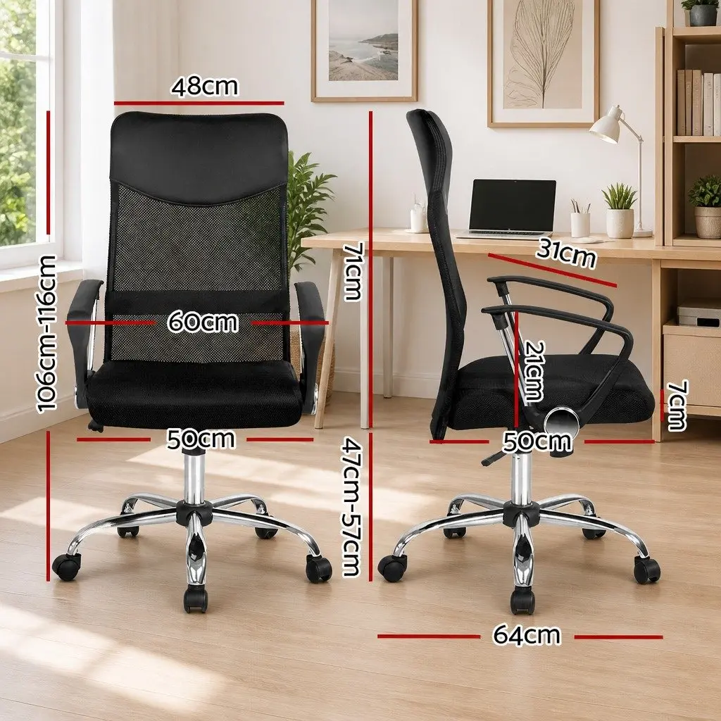 Office Chair High Back Mesh Ergonomic Adjustable Black