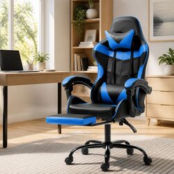 Gaming Office Chair Recliner with Footrest High-Back Desk Seat Adjustable