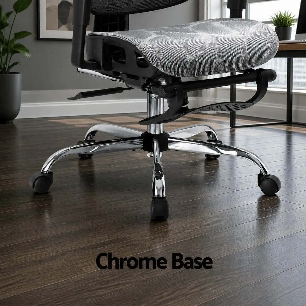 Ergonomic Office Chair High Back Mesh Adjustable Headrest Swivel Grey