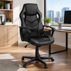 Gaming Office Chair Computer Desk Seat Grey High-Back Swivel Adjustable Height