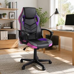 Gaming Office Chair Computer Desk Seat Purple High-Back Swivel Adjustable Height