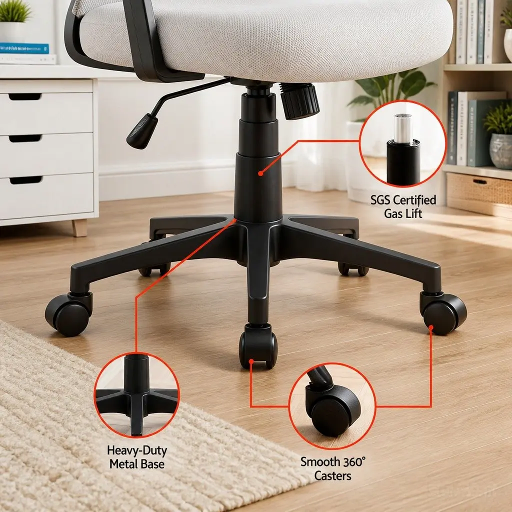 Office Chair Ergonomic Mid Back Adjustable Lumbar Support Mesh Grey