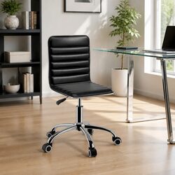 Office Chair Conference Seating Low Back Padded Swivel Desk Chair Black