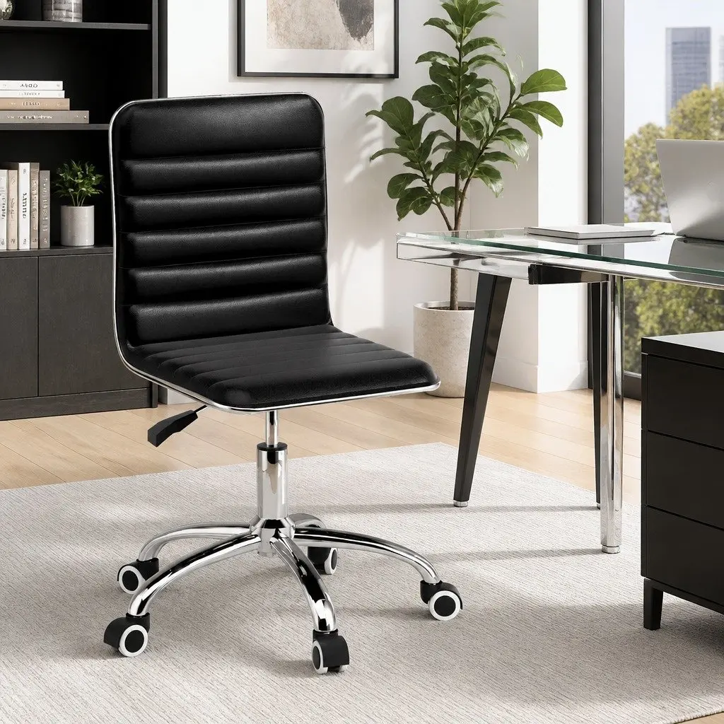 Office Chair Low Back Padded Swivel Desk Chair Black