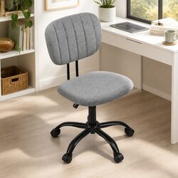 Armless Office Chair Grey Ergonomic Swivel Computer Desk Task Chair Height