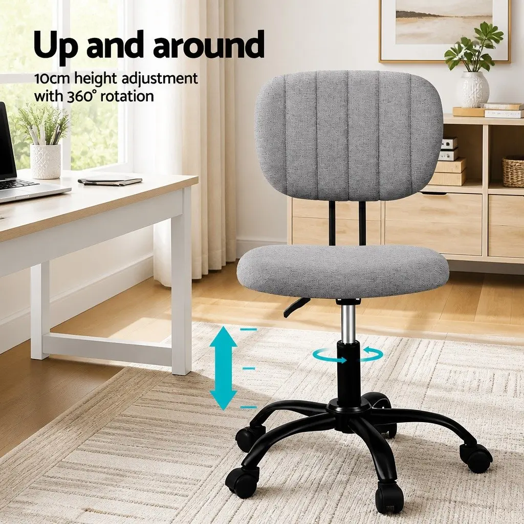 Armless Office Chair Ergonomic Grey Height Adjustable Swivel Desk Chair
