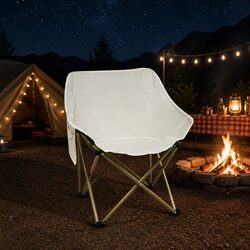 Folding Camping Moon Chair Lightweight Portable Outdoor Backpacking Seat Beige
