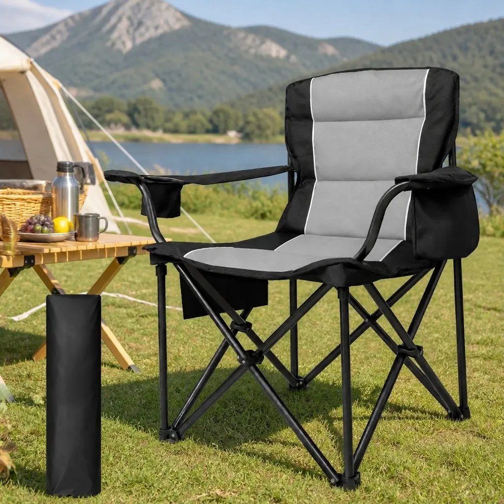 Camping Chair Large Folding Outdoor Portable Fishing Picnic Travel Seat with Bag