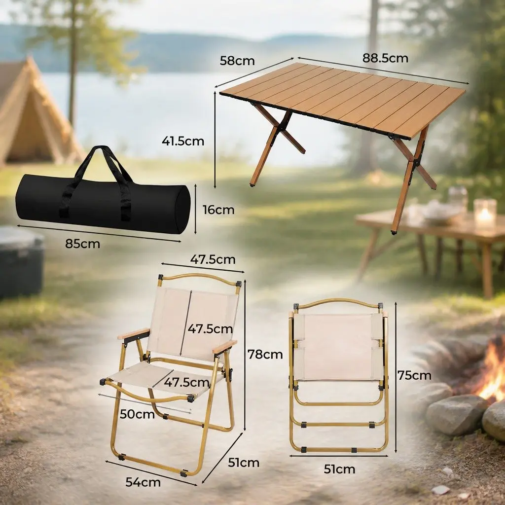Folding Camping Table Chair Set Outdoor Furniture Portable Picnic Trestle