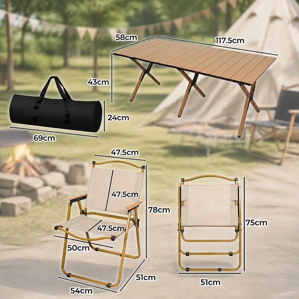 Folding Camping Table Chair Set Outdoor Portable Picnic Furniture with Carry