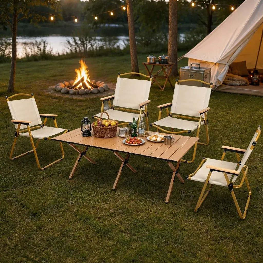 Folding Camping Table Chair Set Outdoor Portable Picnic Furniture Kit with