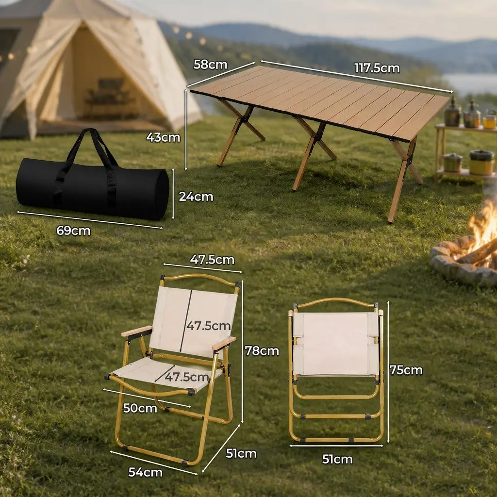 Folding Camping Table Chair Set Outdoor Portable Picnic Furniture Kit with