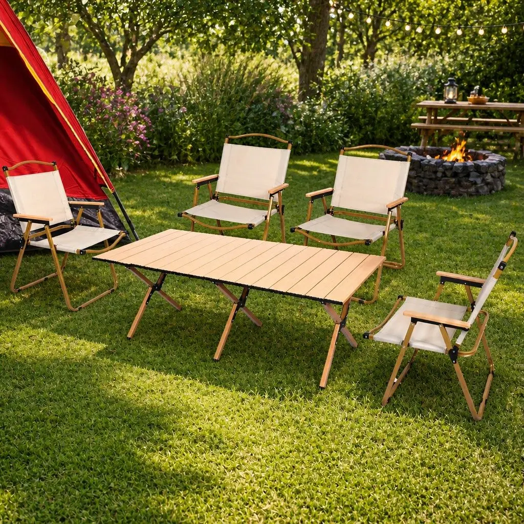 Folding Camping Table Chair Set Outdoor Portable Picnic Furniture Kit with