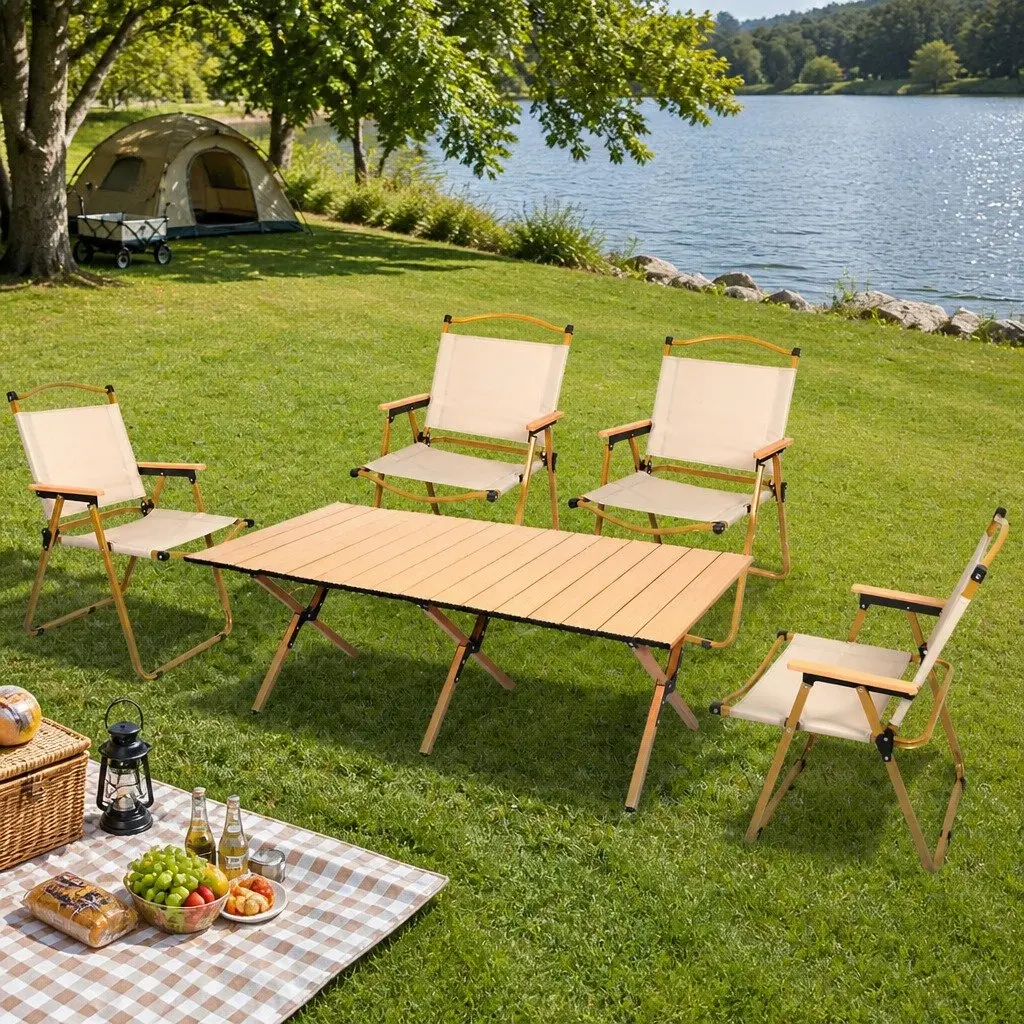 Folding Camping Table Chair Set Outdoor Portable Picnic Furniture Kit with