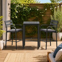 Outdoor Bar Stools Dining Set 3Pcs High Table Patio Bistro Chairs Furniture