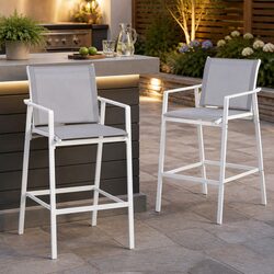 Outdoor Bar Stools Dining Chairs Patio Furniture Garden Steel Textilene White