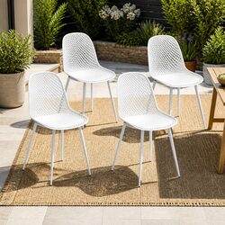 Outdoor Dining Chairs 4PC Set PP Lounge Patio Garden Furniture Yellow