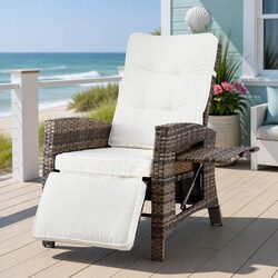 Outdoor Recliner Chair Sun Lounge Wicker Lounger Patio Furniture Adjustable