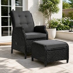 Wicker Recliner Chair Sun Lounge Outdoor Furniture Patio Adjustable Lounger