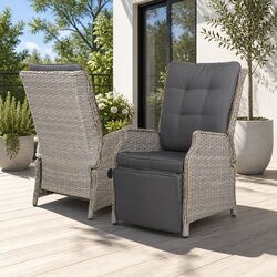 Wicker Recliner Lounge Chair Outdoor Garden Furniture Adjustable Backrest
